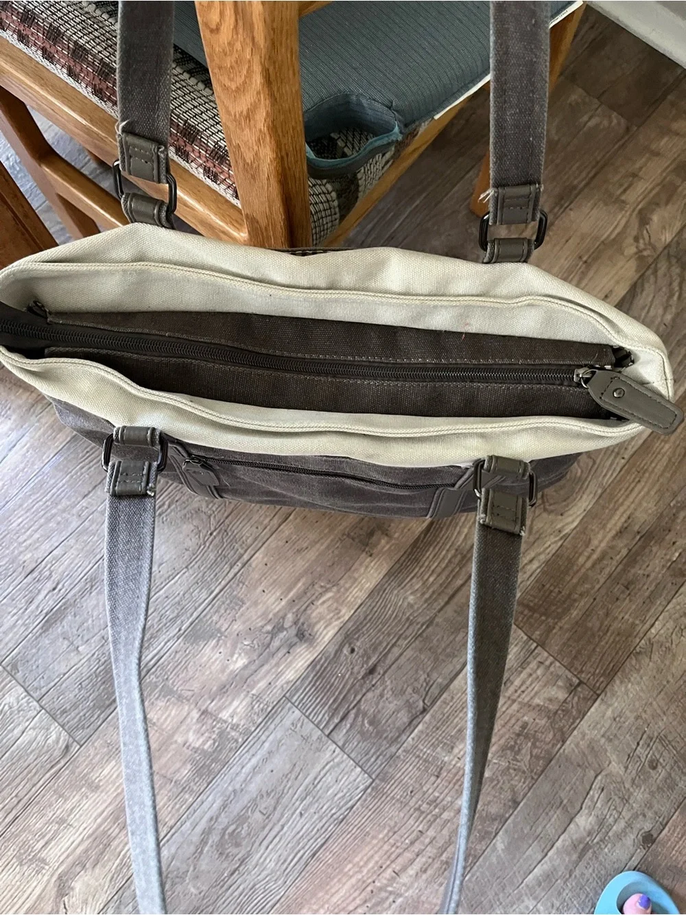 Neutral Two-Tone Canvas Tote